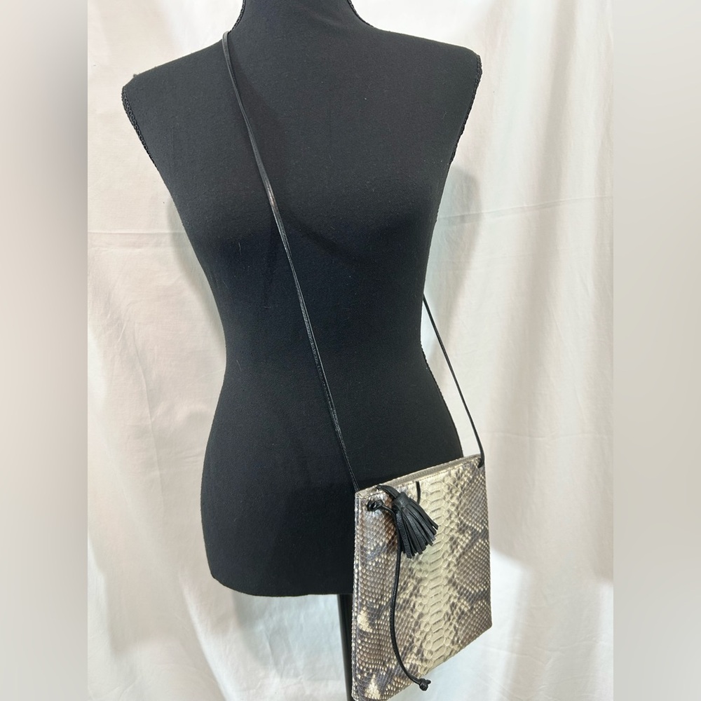Presmer Python Tan Cream Silvery Gray Renee Crossbody Handbag‎ NWOT